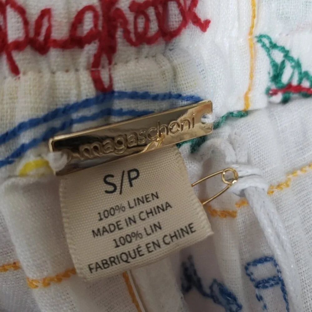 Magaschoni Appetito Embroidered Linen Shorts & Top Set S/P NWT‎ Matching Outfit
